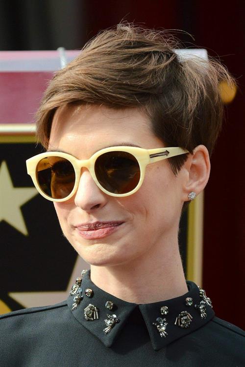 Anne Hathaway attends the Hugh Jackman Hollywood Walk Of Fame Ceremony in Hollywood December 13-2012 