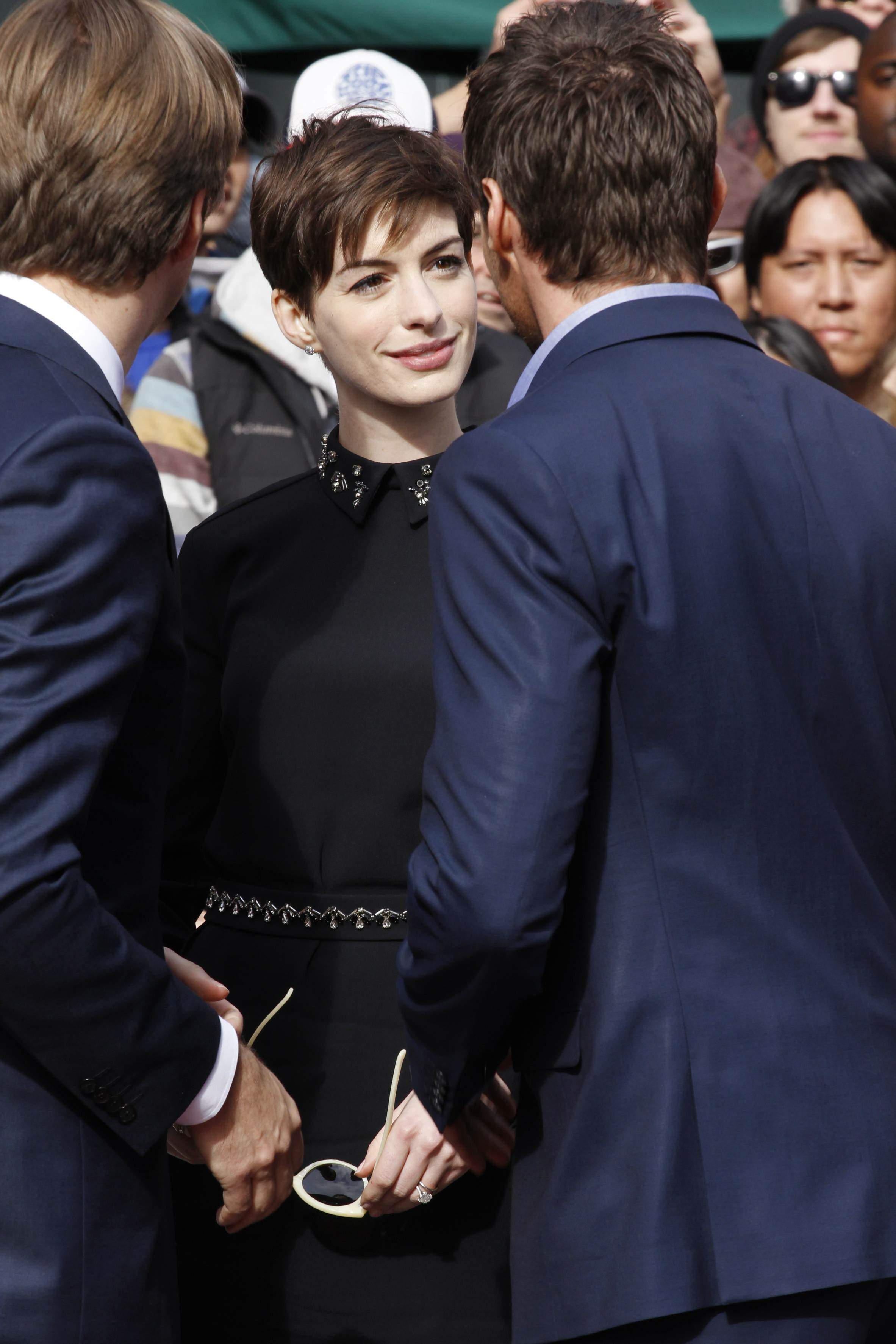 Anne Hathaway attends the Hugh Jackman Hollywood Walk Of Fame Ceremony in Hollywood December 13-2012 
