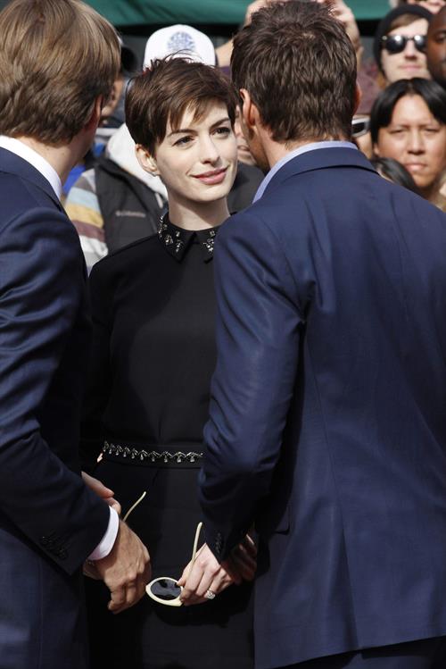 Anne Hathaway attends the Hugh Jackman Hollywood Walk Of Fame Ceremony in Hollywood December 13-2012 