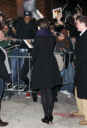 Anne Hathaway outside of The Daily Show with Jon Stewart in NYC. January 7-2013 