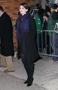 Anne Hathaway outside of The Daily Show with Jon Stewart in NYC. January 7-2013 
