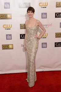 Anne Hathaway attends the Critics' Choice Movie Awards 2013 with Skinnygirl Cocktails at Barkar Hangar