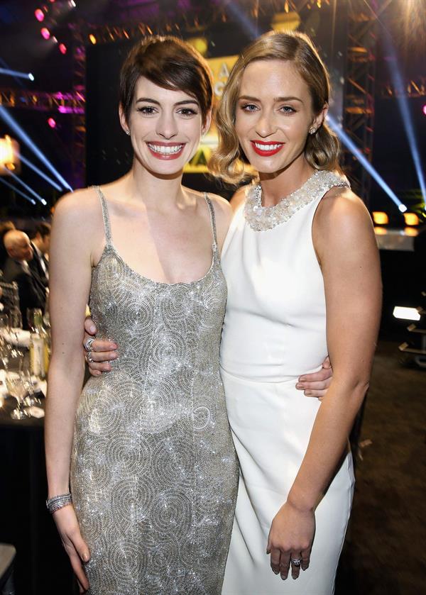 Anne Hathaway attends the Critics' Choice Movie Awards 2013 with Skinnygirl Cocktails at Barkar Hangar