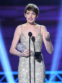 Anne Hathaway attends the Critics' Choice Movie Awards 2013 with Skinnygirl Cocktails at Barkar Hangar