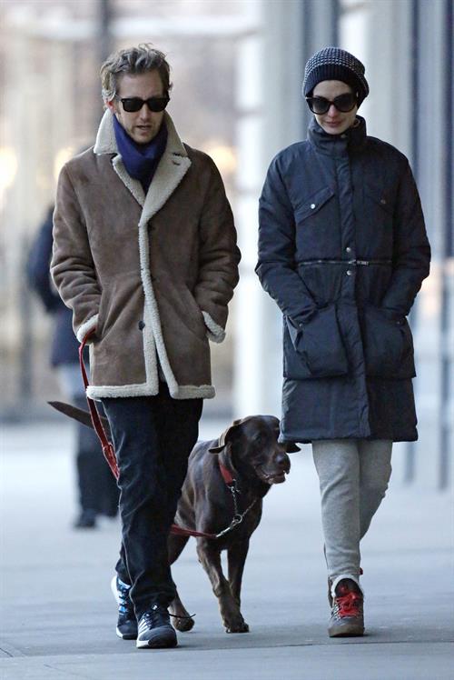 Anne Hathaway - out for a walk in NYC 1/8/13  