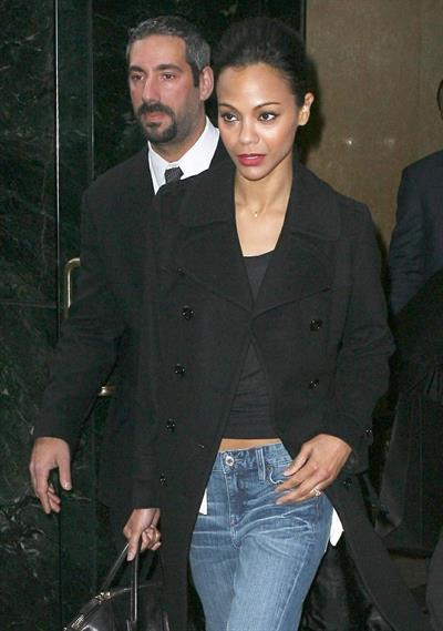 Zoe Saldana leaving the Calvin Klein fashion show - February 17, 2011 