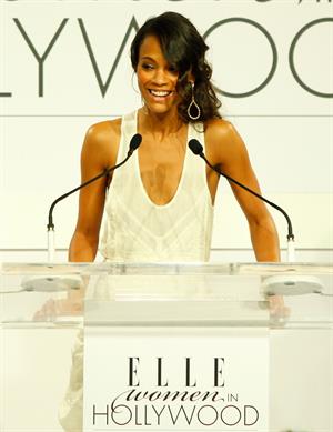 Zoe Saldana arrives for ELLE Magazine 16th Annual Women in Hollywood Tribute Oct 19, 2009  