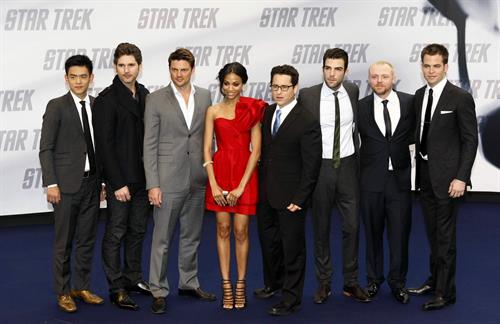 Zoe Saldana poses on the red carpet during the German premiere of the movie Star Trek April 16   
