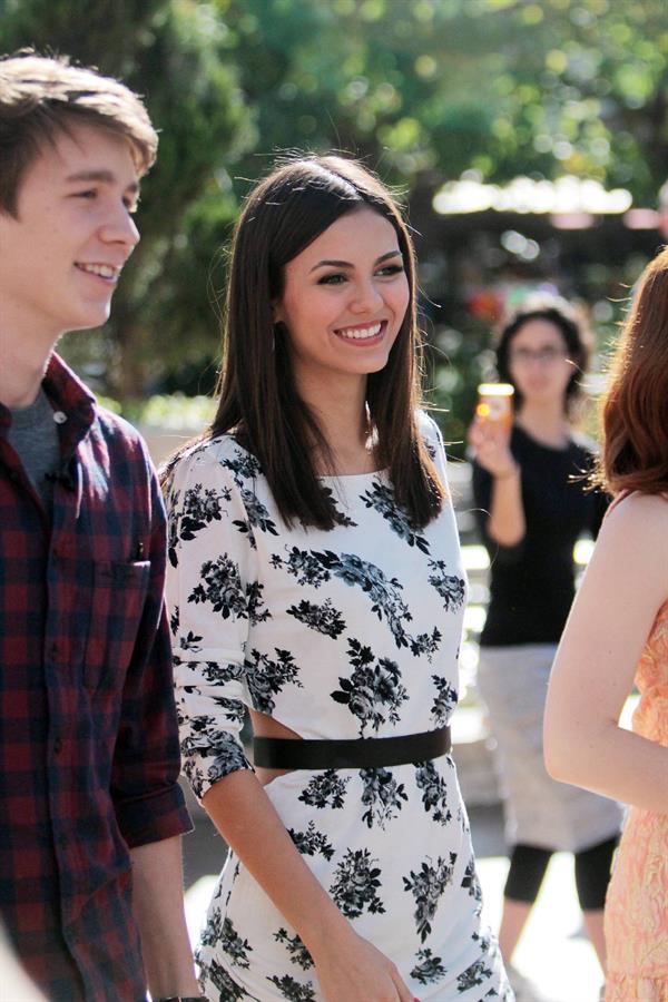 Victoria Justice set of Extra at the Grove in LA 10/26/12