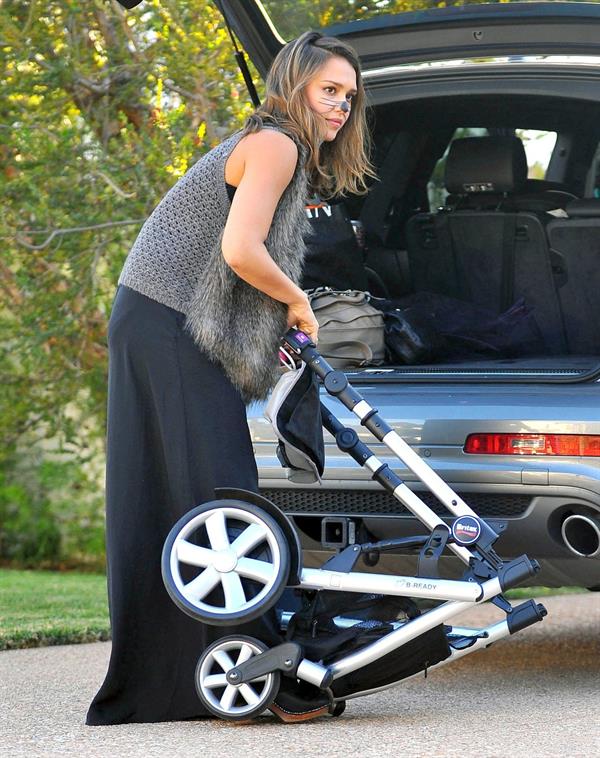 Jessica Alba heading to a Halloween party in Santa Monica on Oct 31, 2011