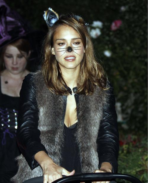 Jessica Alba heading to a Halloween party in Santa Monica on Oct 31, 2011