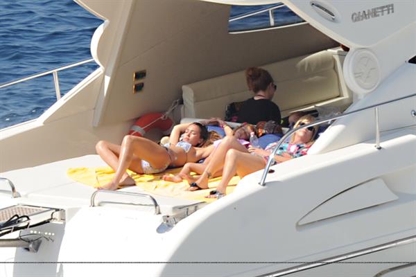 Jessica Alba sunbathing in a bikini on a boat 13 07 12 