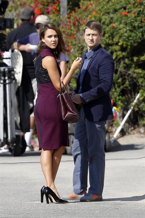 Jessica Alba “How to Make Love Like an Englishman” set candids in Los Angeles, November 4, 2013 