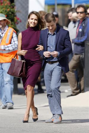 Jessica Alba “How to Make Love Like an Englishman” set candids in Los Angeles, November 4, 2013 