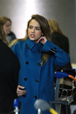 Jessica Alba arrives at Charles de Gaulle Airport in Paris 3/1/13 