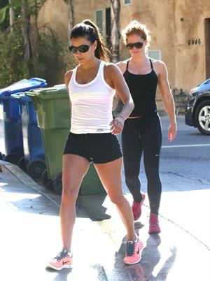 Eva Longoria in shorts at a gym in Hollywood 23.08.13