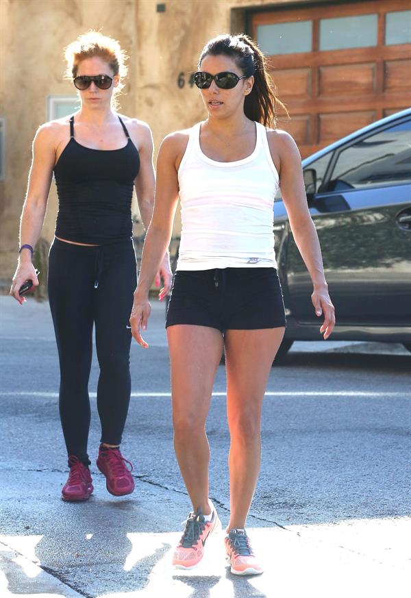 Eva Longoria in shorts at a gym in Hollywood 23.08.13
