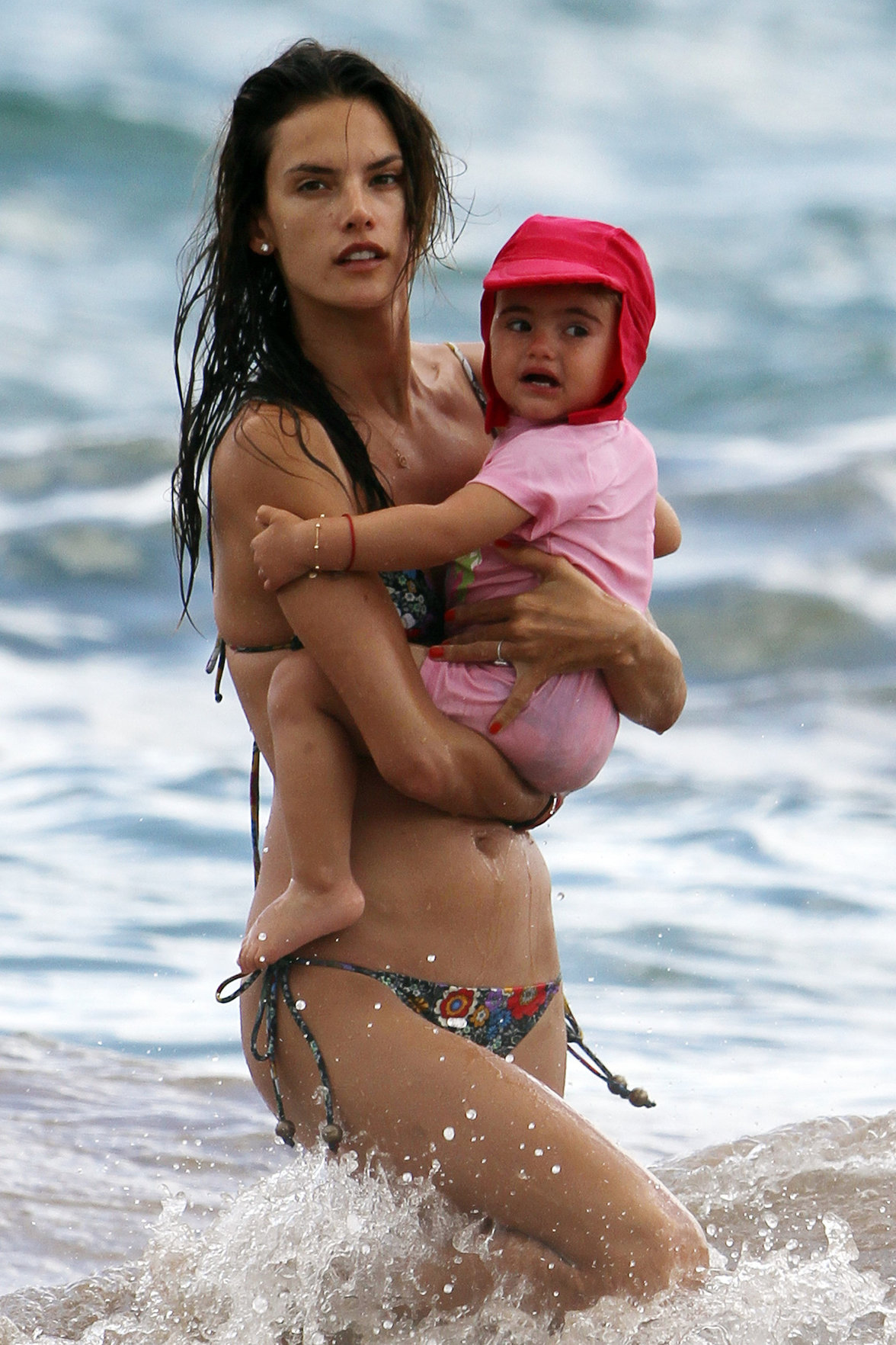 Alessandra Ambrosio on the beach in Hawaii on July 28, 2010 