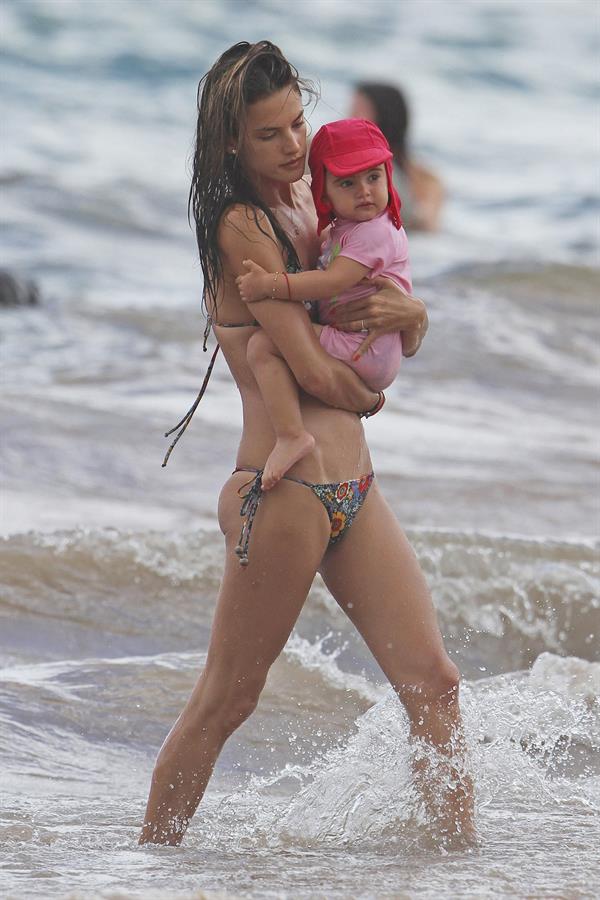 Alessandra Ambrosio on the beach in Hawaii on July 28, 2010 