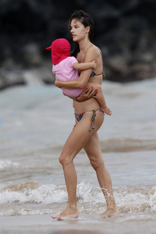 Alessandra Ambrosio on the beach in Hawaii on July 28, 2010 