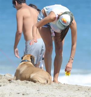 Alessandra Ambrosio playing beach volleyball in Malibu on July 7, 2012 