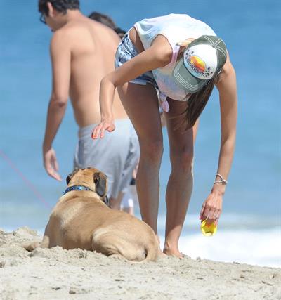 Alessandra Ambrosio playing beach volleyball in Malibu on July 7, 2012 