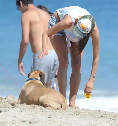 Alessandra Ambrosio playing beach volleyball in Malibu on July 7, 2012 