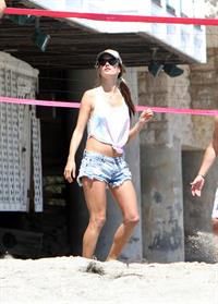 Alessandra Ambrosio playing beach volleyball in Malibu on July 7, 2012 