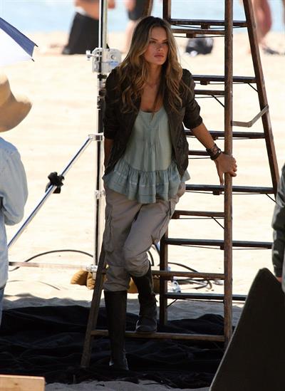 Alessandra Ambrosio photoshoot on the beach in Malibu