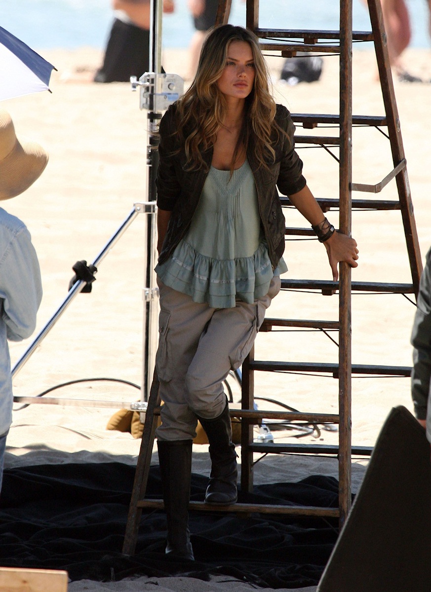 Alessandra Ambrosio photoshoot on the beach in Malibu
