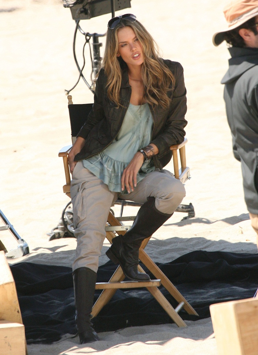 Alessandra Ambrosio photoshoot on the beach in Malibu