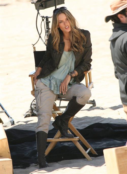 Alessandra Ambrosio photoshoot on the beach in Malibu