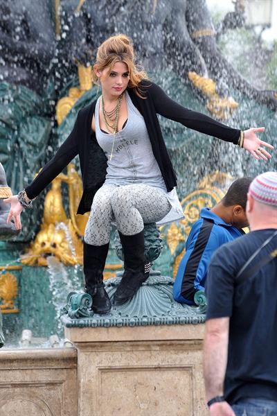 Ashley Greene and Miley Cyrus in Paris France on September 6, 2010 
