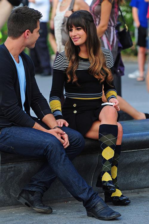 Lea Michele On the Glee set in Washington Square Park, NYC - August 11 2012