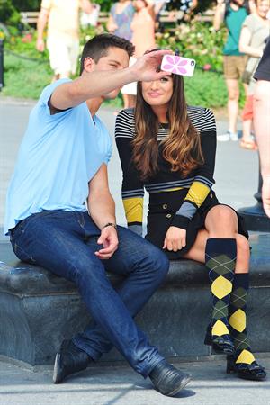 Lea Michele On the Glee set in Washington Square Park, NYC - August 11 2012