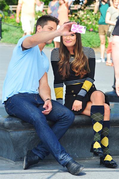 Lea Michele On the Glee set in Washington Square Park, NYC - August 11 2012