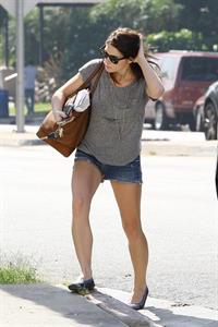 Ashley Greene wearing short shorts outside her home in Los Angeles on October 17, 2011 