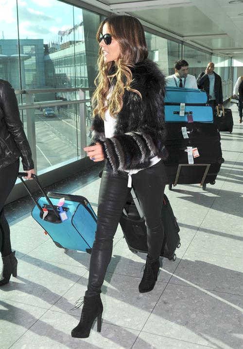 Kate Beckinsale - in Skintight Leather Trousers at Heathrow  