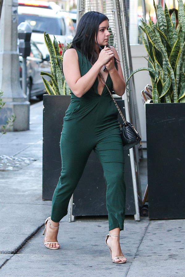 Ariel Winter shows cleavage while on a walk