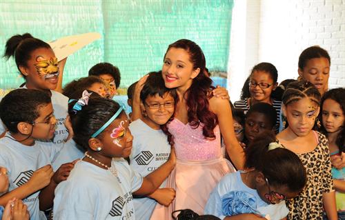 Ariana Grande Kleenex Shield Sneeze Swish event in New York on July 31, 2012