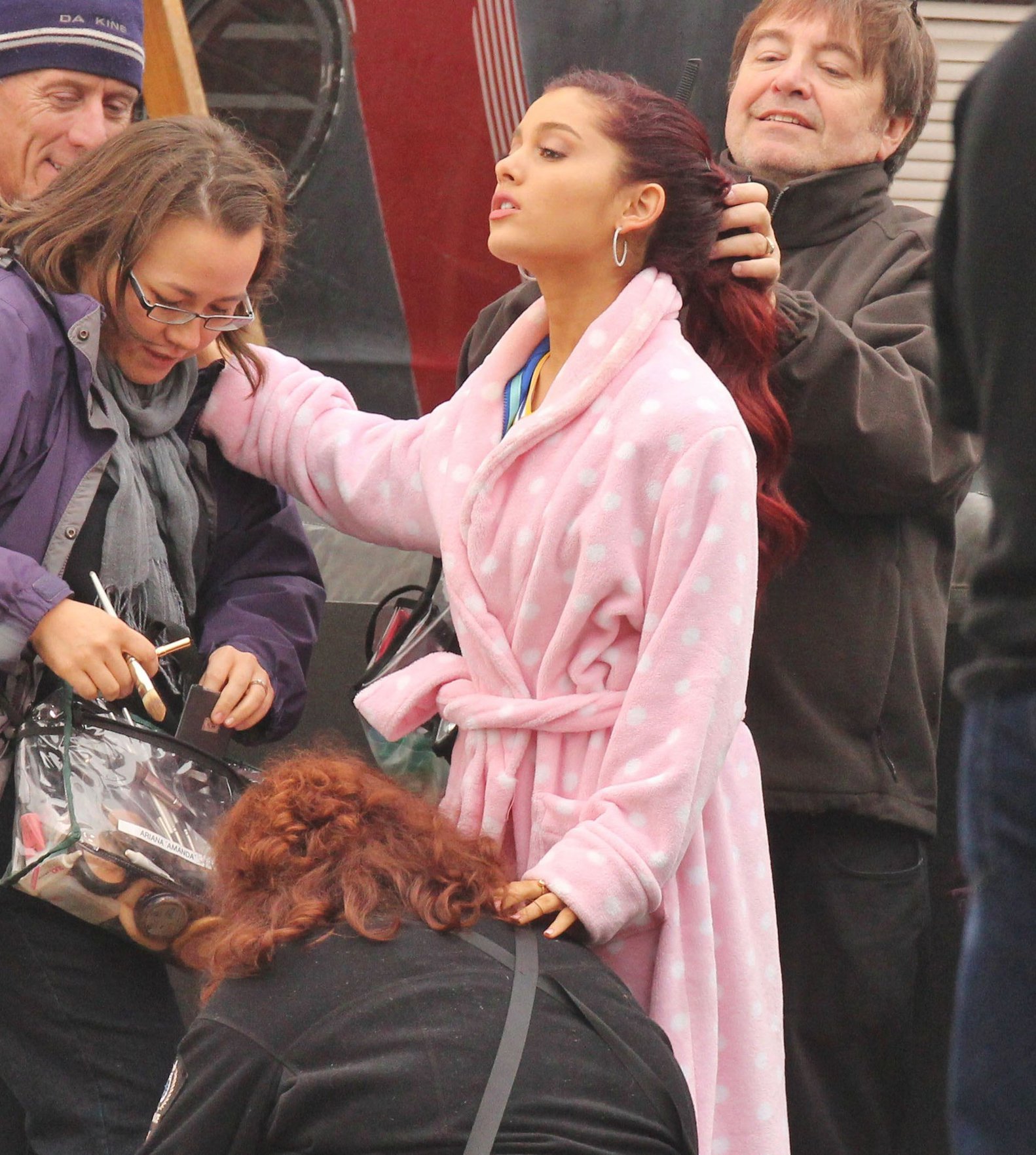 Ariana Grande In Tights On Set of 'Swindle' in Vancouver (10/11/12) 