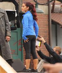Ariana Grande In Tights On Set of 'Swindle' in Vancouver (10/11/12) 