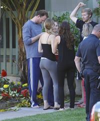 Jennifer Lawrence in Santa Monica helping a woman who fainted on June 25, 2012 
