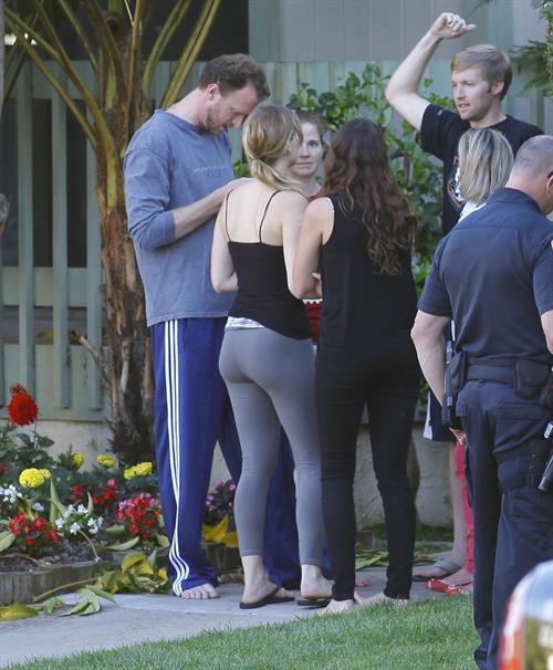 Jennifer Lawrence in Santa Monica helping a woman who fainted on June 25, 2012 
