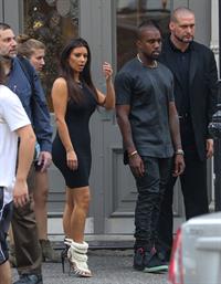 Kim Kardashian and Kanye West walk around SoHo in New York City 