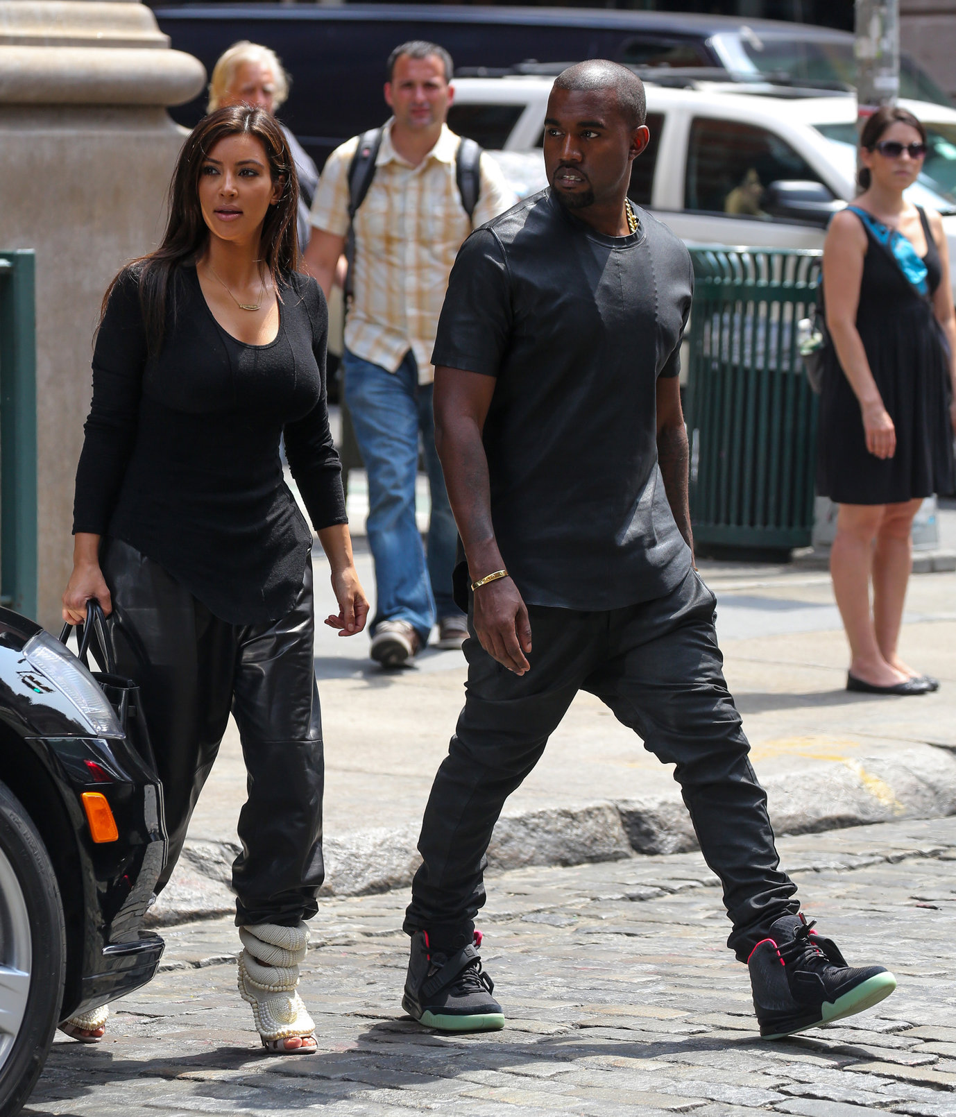 Kim Kardashian and Kanye West walk around SoHo in New York City 