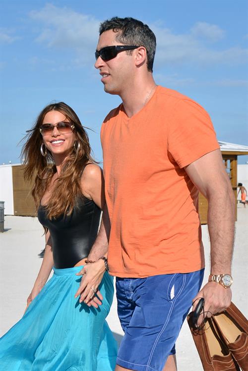 Sofia Vergara - beach candids in Miami 1/2/13  