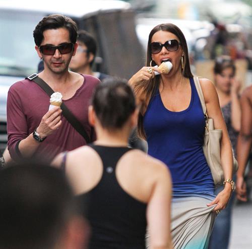 Sofia Vergara eating ice cream in New York City, Jun 11, 2012