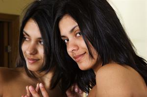 Belinda A nude in blue and black lingerie