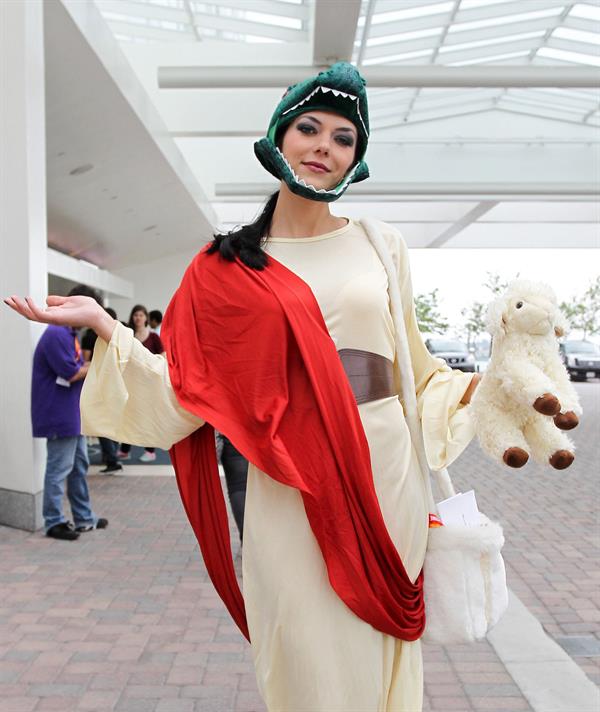 Adrianne Curry dressed as 'Raptor Jesus' at Comic-Con in San Diego - July 12, 2012